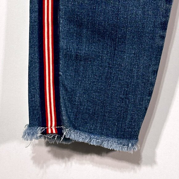 NWT Just Black Raw Frayed Hem Side Stripe Mid Rise Ankle Skinny Jeans Size 30‎ - Picture 6 of 16